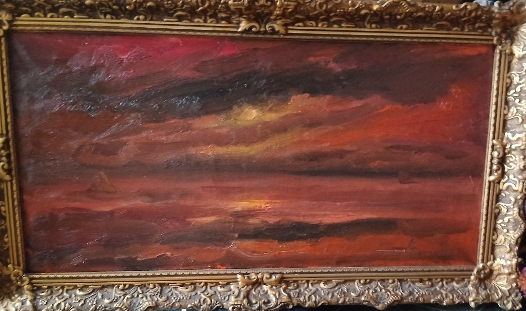 '' Avondstemming op zee '' Constant Permeke olieverf op doek, Antiek en Kunst, Verzenden, Olieverf, Doek