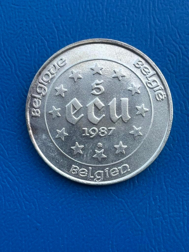 Zilveren 5 Ecu 1987, Verzenden, Zilver, Losse munt, Zilver