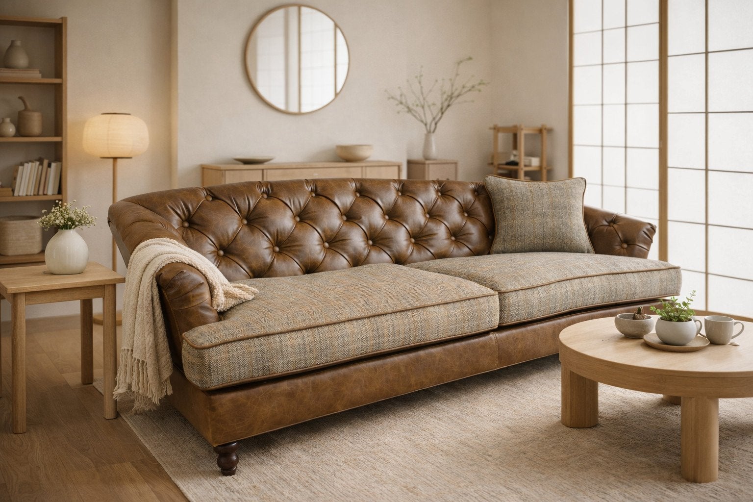 STOF CHESTERFIELD 2,5 ZITS BANK 'EDGAR' Tweed stof / COGNAC, Enlèvement ou Envoi, Comme neuf, Tissus