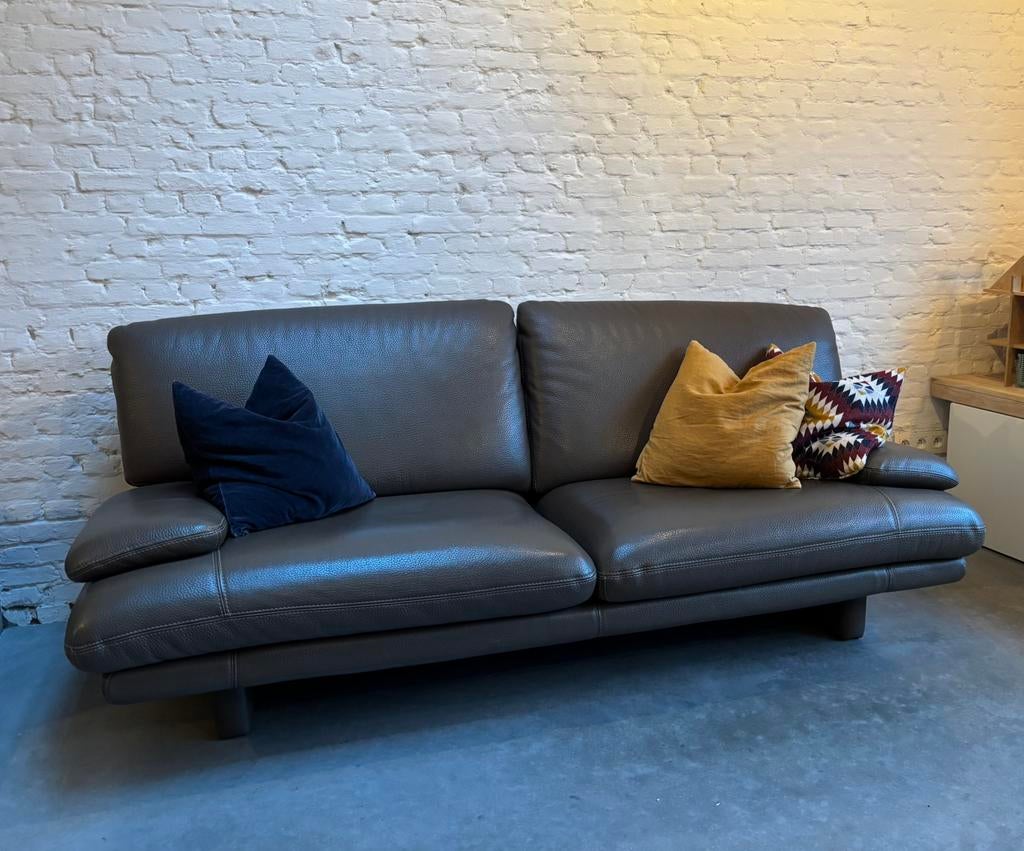 Leren zetel 2+3 zit - kwaliteitsvol leder, 100 à 125 cm, Banc droit, Comme neuf, Enlèvement