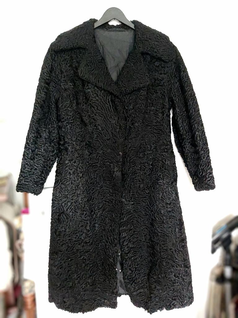Manteau Vintage en fourrure noir, Zwart, Maat 42/44 (L), TOPOR Bruxelles, Ophalen of Verzenden