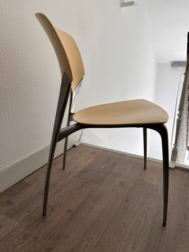 Chaises vintage modèle silla fabricant driade, Autres couleurs, Deux, Autres matériaux, Chaise silla couleur sable , aluminium poli / plastique