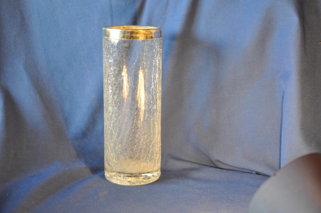 vase en verre craquelé boussu, Ophalen of Verzenden