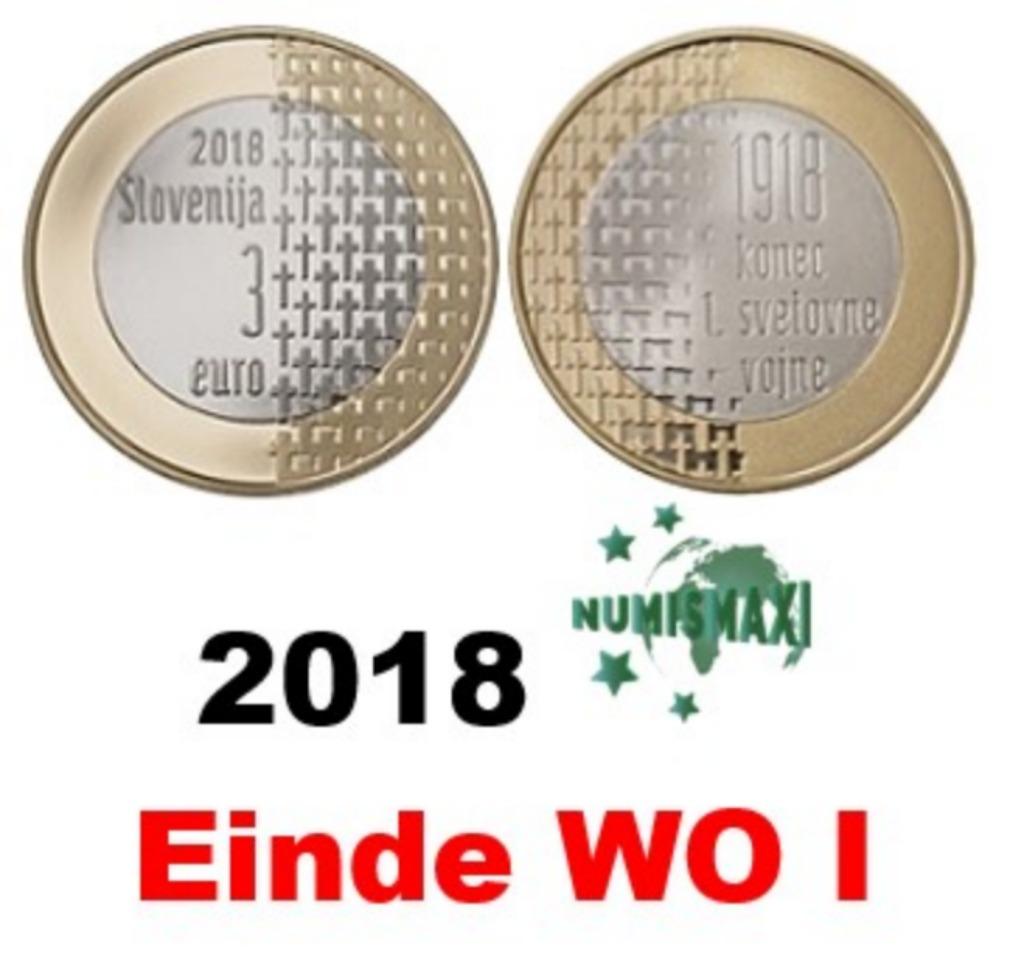 3 euros Slovénie 2018 fin de la première guerre mondiale, Enlèvement ou Envoi, Slovénie