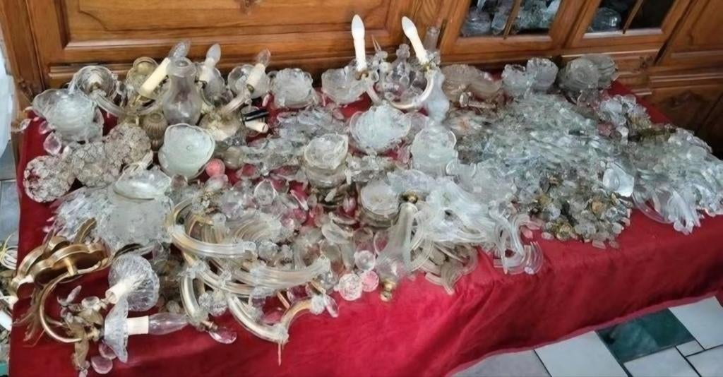 Groot lot luster onderdelen, Antiek en Kunst, Ophalen