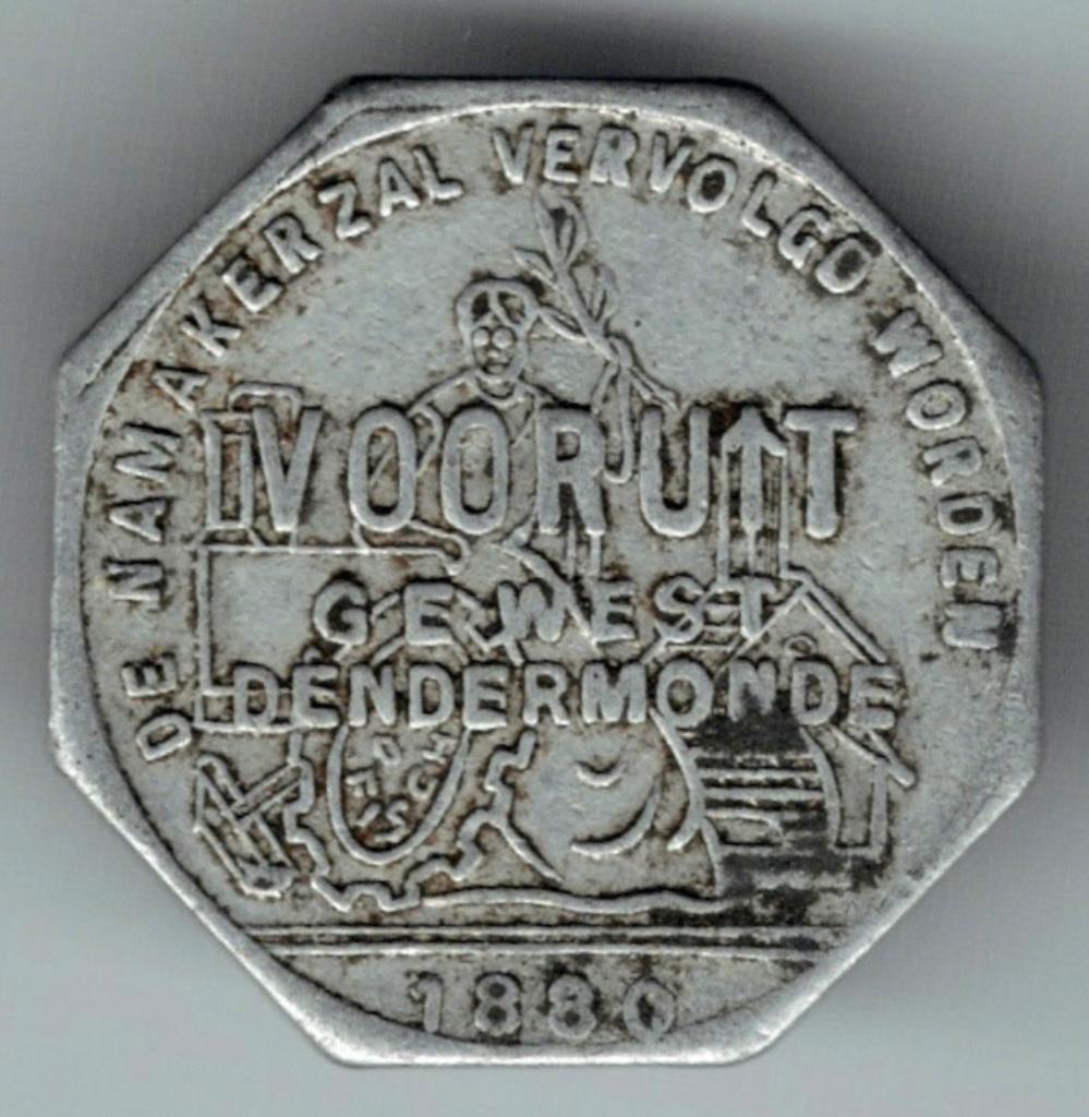 1 broodkaart Vooruit Gewest Dendermonde 1880, Verzenden, Overige materialen
