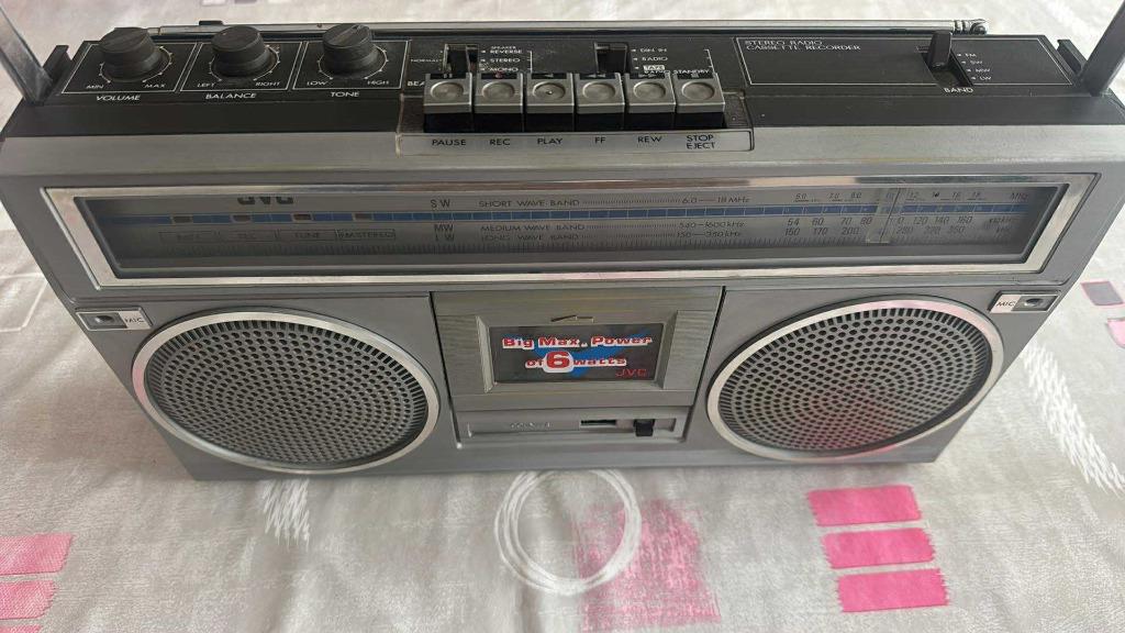 Vintage 1980s JVC RC-555LB Stereo Radio Cassette Recorder, Ophalen, Gebruikt, Radio