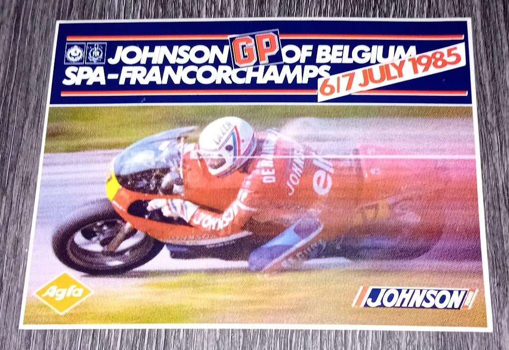 Autocollant Programme July 1985 Spa Francorchamps, Envoi, Comme neuf, Voiture ou Moto
