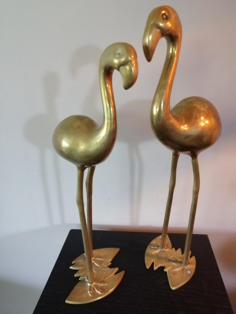 Vintage Hollywood Regency messing flamingo's, Antiek en Kunst, Ophalen of Verzenden