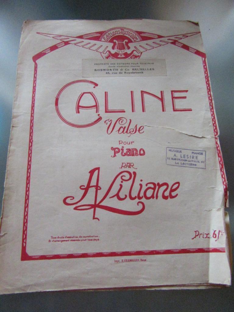 partition Caline valse pour piano par A Liliane, Ophalen, Gebruikt, Piano
