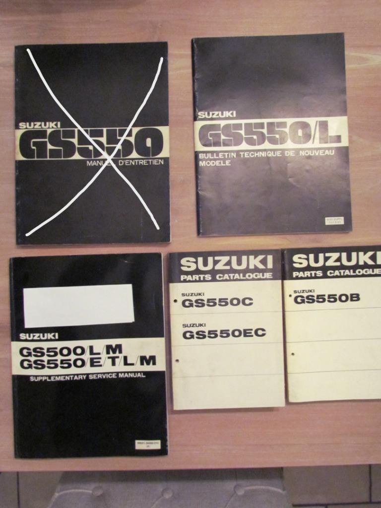 Manuels d'atelier + catalogue de pièces Suzuki GS 500/550, Motos, Enlèvement ou Envoi, Suzuki