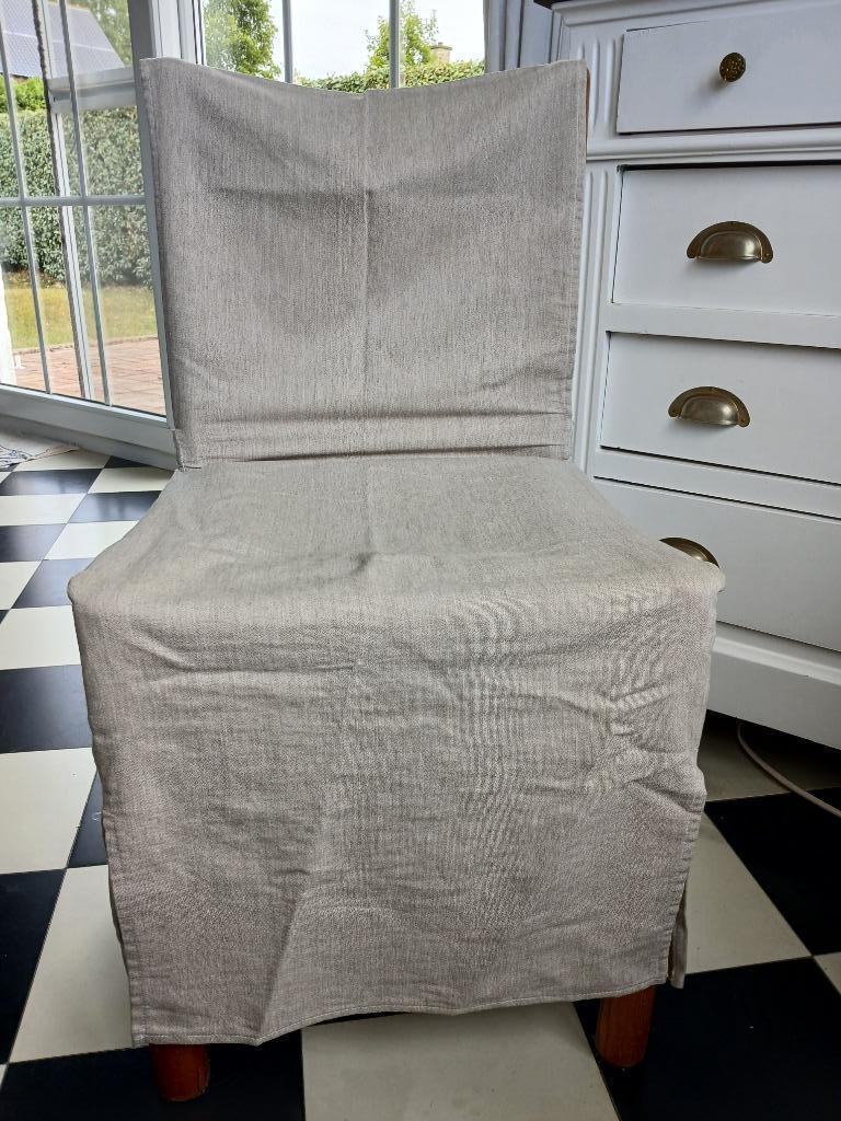 6 beige stoelhoezen, Maison & Meubles, Autres couleurs, Comme neuf, Enlèvement, Cinq, Six Chaises ou plus