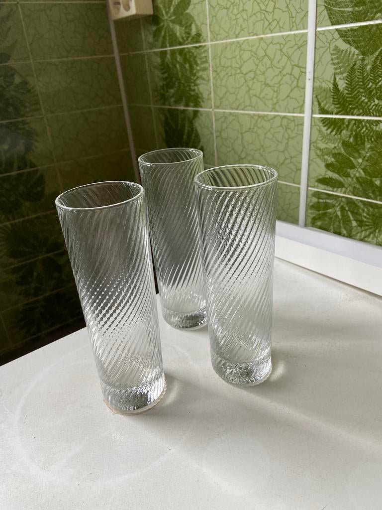 3 identieke mooie longdrinkglazen (perfecte staat!), Ophalen of Verzenden, Zo goed als nieuw
