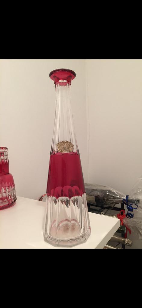 Belle carafe en cristal rouge VAL SAINT LAMBERT années 1950, Ophalen
