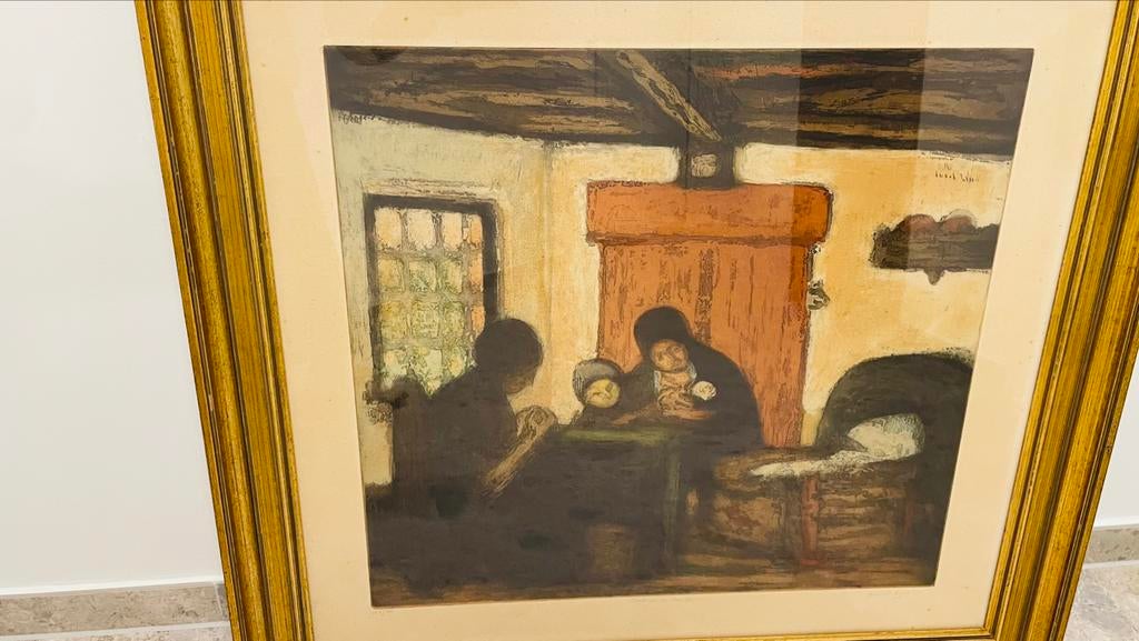 'Intérieur en Campine Armand Apol 1879-1950 naar Jakob Smits, Antiek en Kunst, Kunst | Etsen en Gravures, Ophalen of Verzenden