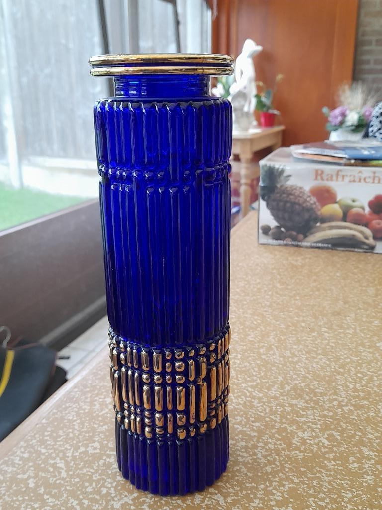 basalt blauwe vaas, Huis en Inrichting, Ophalen, Zo goed als nieuw, Blauw, Glas