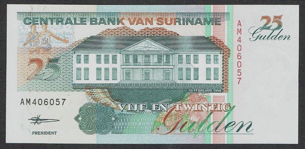 Suriname 1998 25 Gulden bankbiljet (series 1991-1999) UNC, Envoi, Amérique du Sud, Billets en vrac