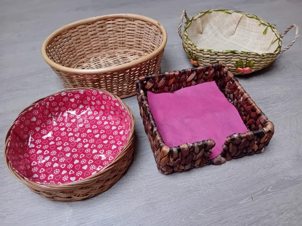 4 paniers en osier, Enlèvement ou Envoi, Comme neuf, Ovale, Osier