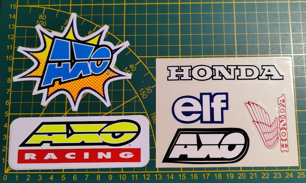 Lot 6x stickers AXO Racing - Honda - Elf, Ophalen of Verzenden