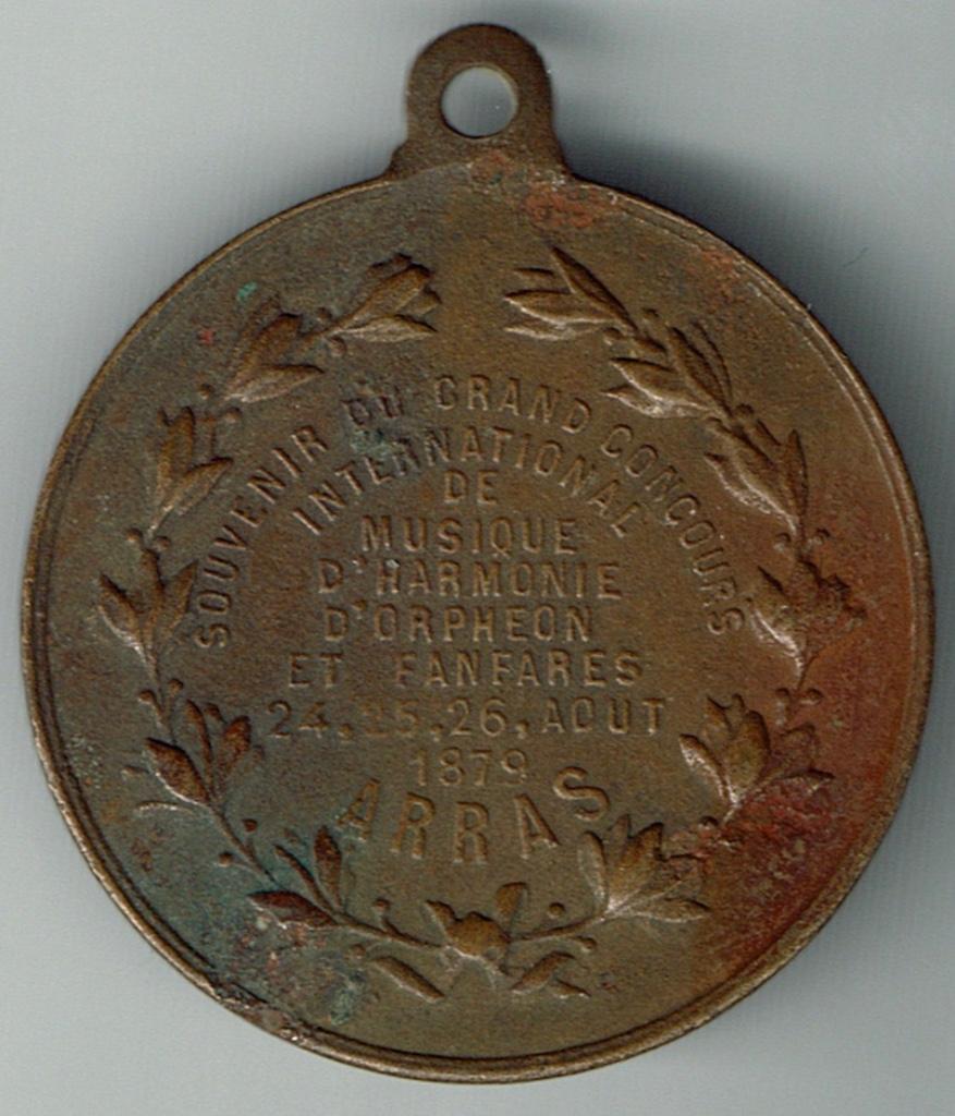 Médaille du Grand Concours de Musique d'Arras 1879, Envoi, Autres matériaux