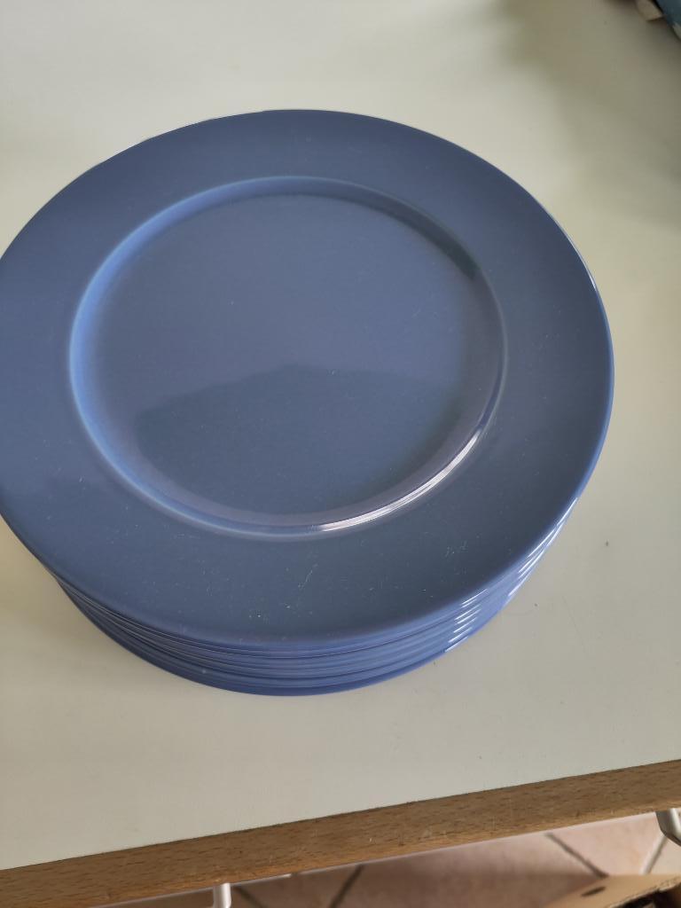 Lot de 8 grandes assiettes bleues, Enlèvement, Utilisé