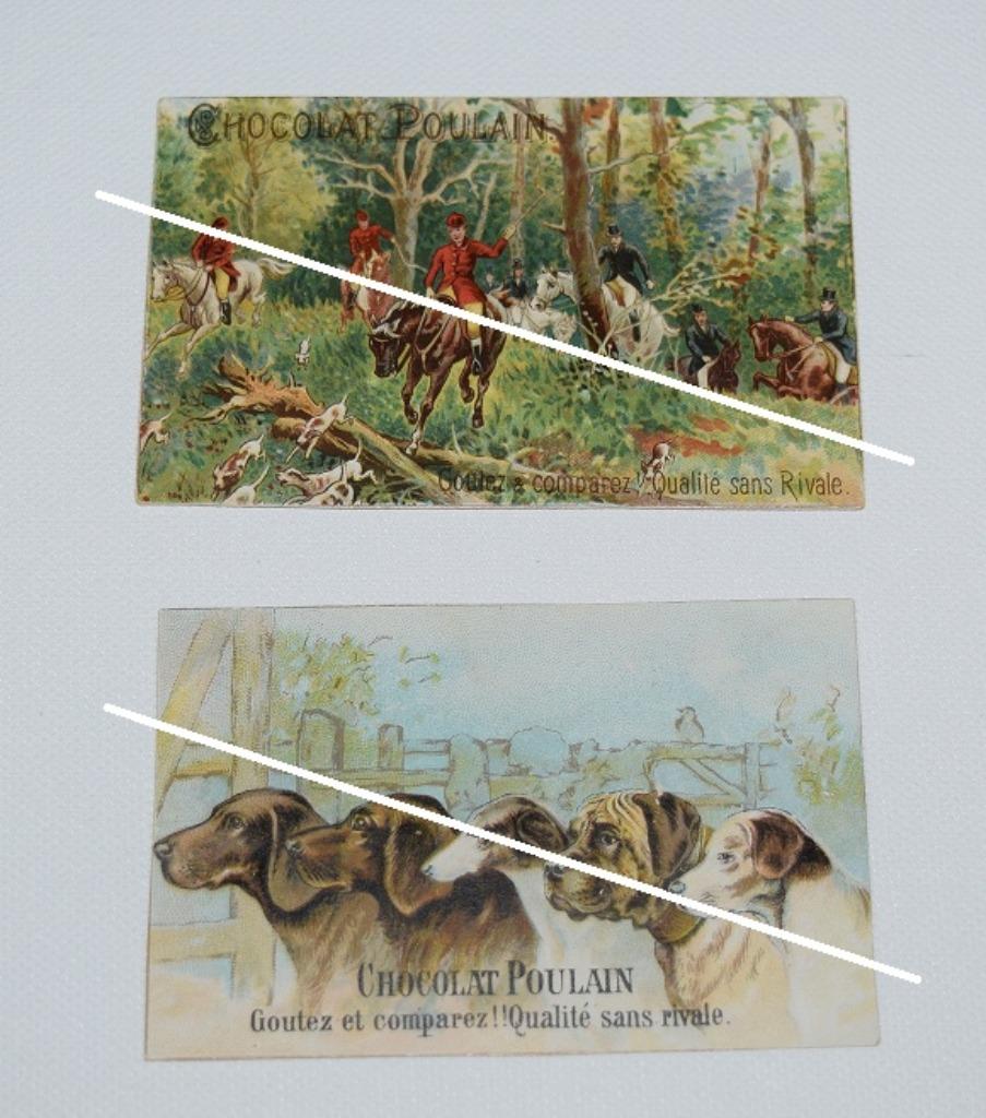 Chocolat Poulain/2 estampes anciennes/10 x6,5/9 x 6 cm, Envoi, Utilisé