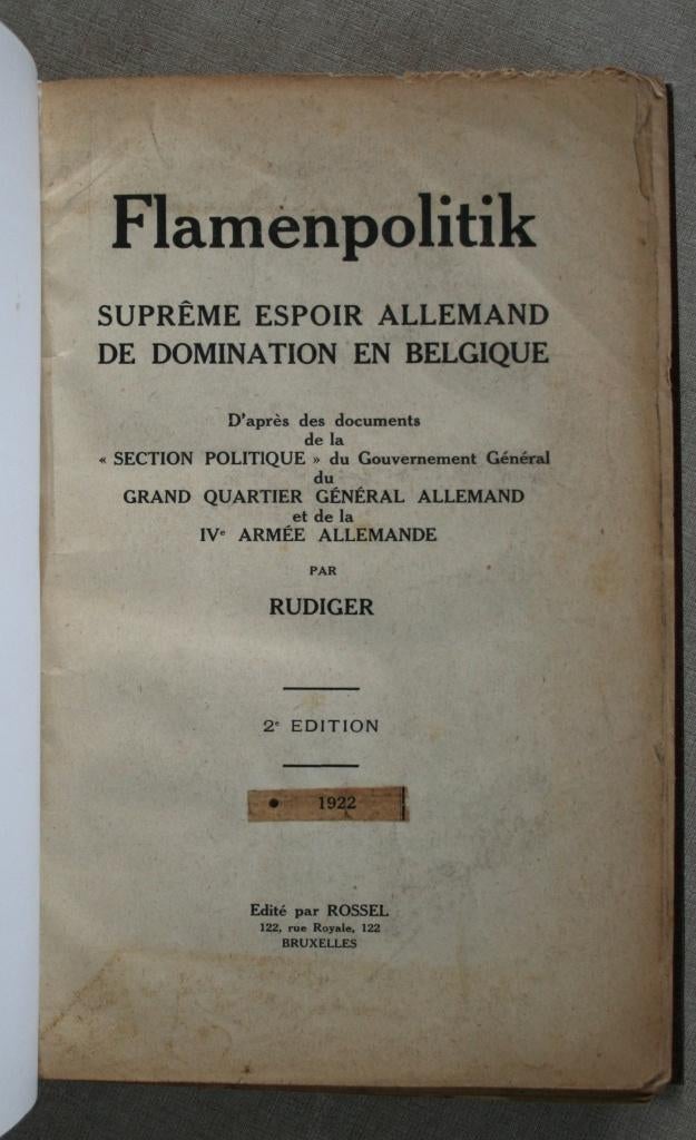 1914-1918: Flamenpolitik., Boeken, Oorlog en Militair, Gelezen, Voor 1940, Ophalen of Verzenden