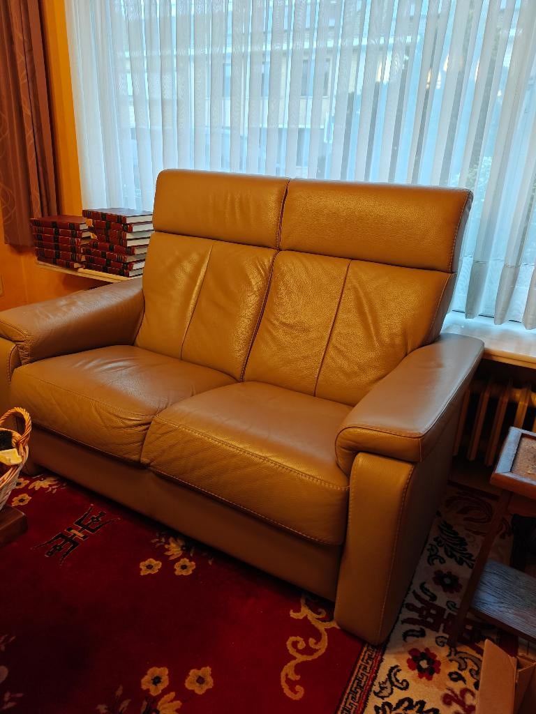 Salon te koop( 2-zit en 3-zit), Ophalen, Gebruikt, Driepersoons, Leer