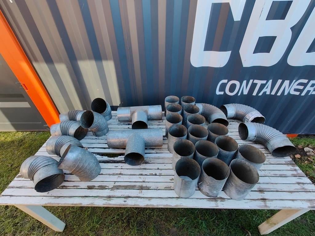 Set gegalvaniseerde buizen : bochten,recht & "T"-stukken, Ophalen, Gebruikt, 80 mm of meer, Overige materialen