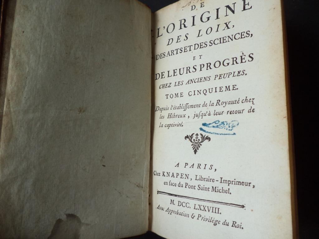 1778 De l'origine des loix des arts et des sciences V GOGUET, Ophalen of Verzenden