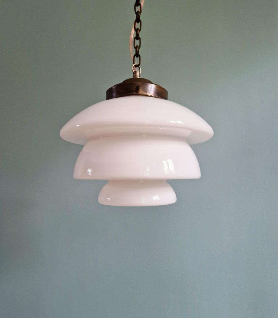 Suspension Art Déco en opaline blanche, 1920-30, Enlèvement ou Envoi