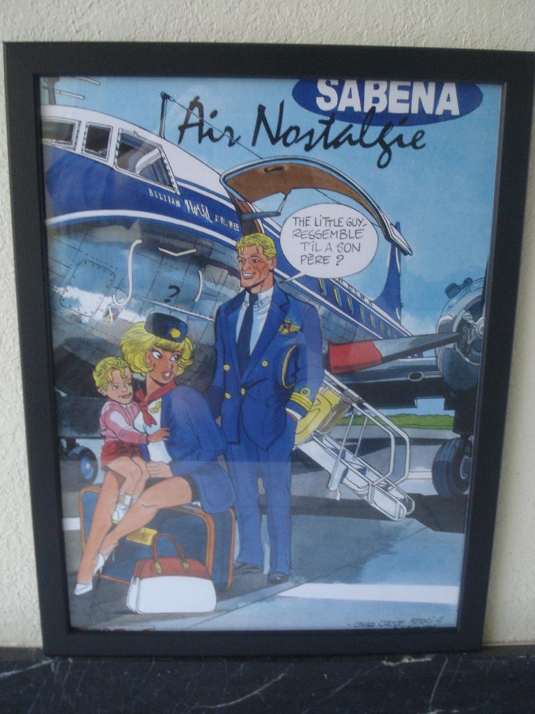 Dessin Hommage à la Sabena, Natacha & Buck Danny par Jacot, Collections, Posters & Affiches, Neuf, Autres sujets/thèmes, A1 jusqu'à A3