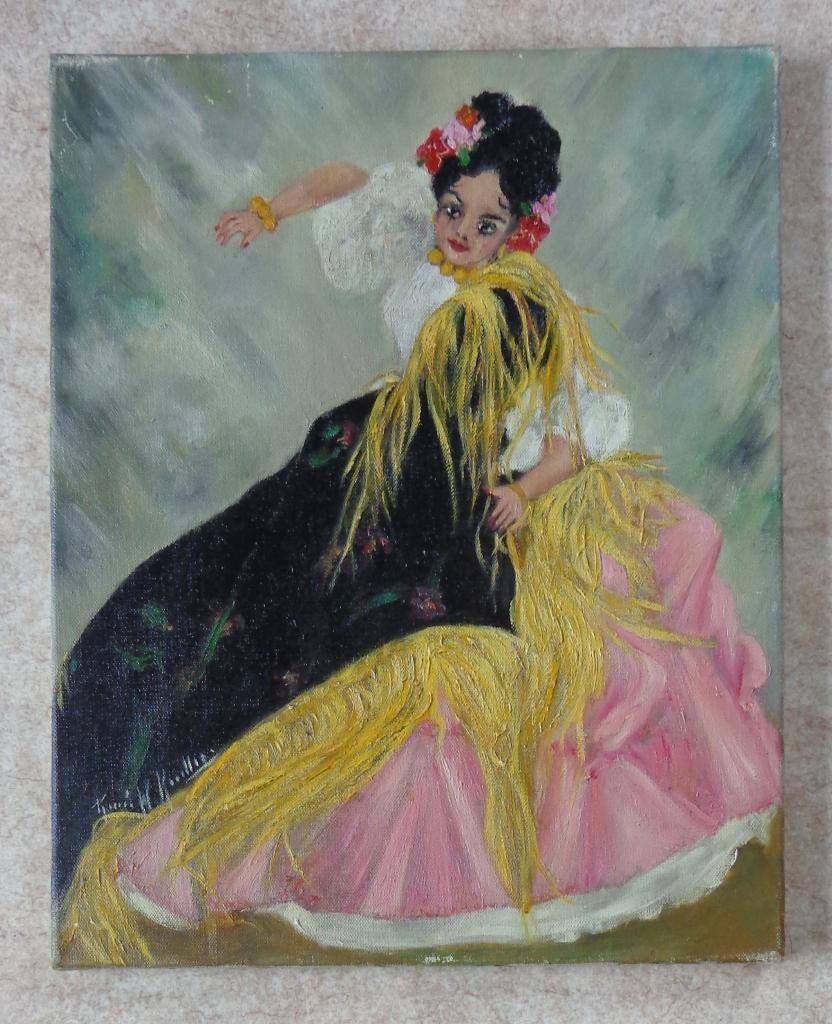 RENEE W. KUELLER / SPAANSE SCHONE / OLIEVERF DOEK / 50x40cm, Ophalen of Verzenden