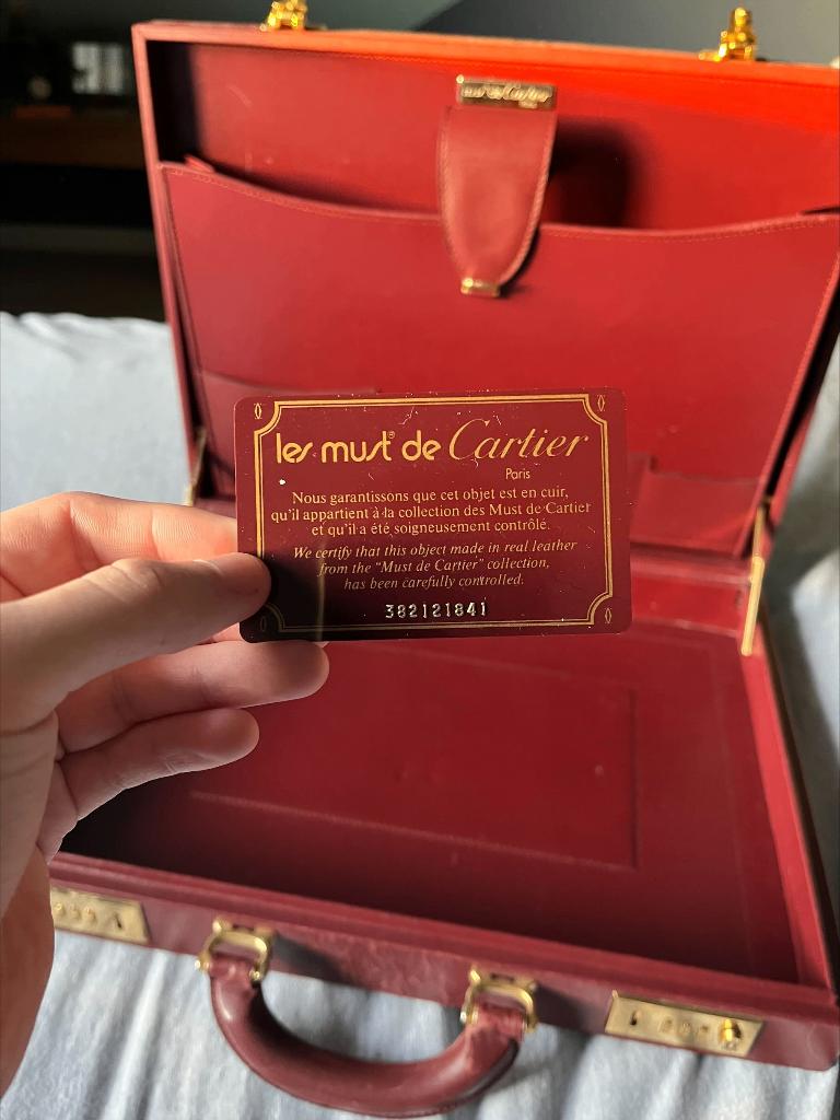 Les Must de Cartier leren attachékoffer, Handtassen en Accessoires, Ophalen, Gebruikt, Leer, Slot