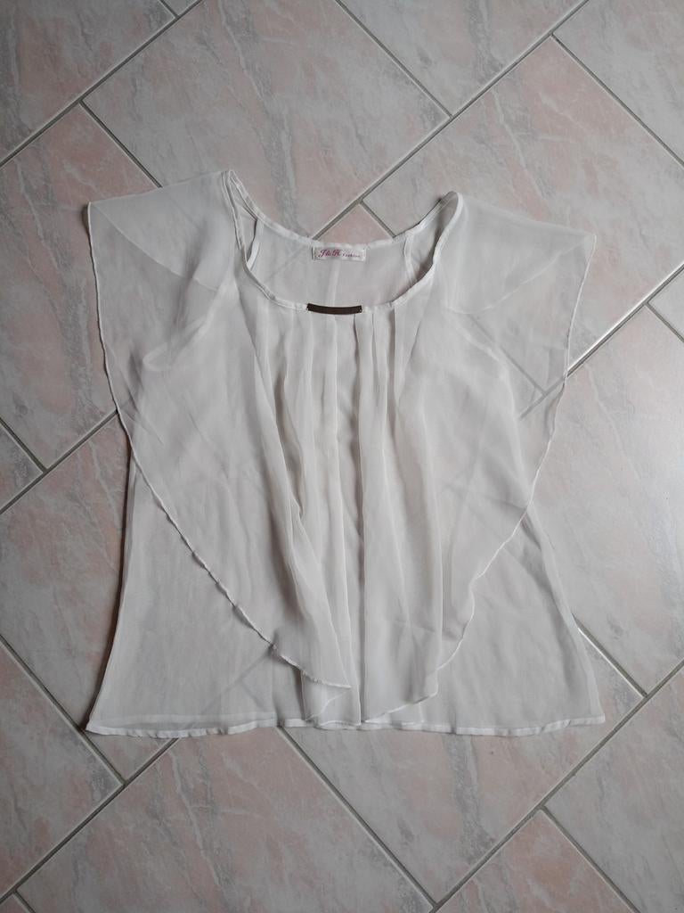 Blouse en voile, Sans manches, Taille 36 (S), Comme neuf, Blanc