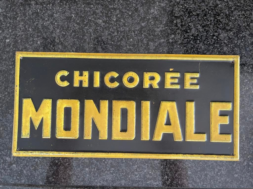 Chicoree mondiale 1927 blik bord / blikken bordje, Verzamelen, Merken en Reclamevoorwerpen, Ophalen of Verzenden, Gebruikt