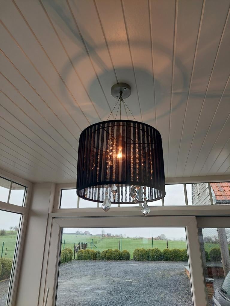Moderne zwarte plafondlamp, Ophalen of Verzenden, Zo goed als nieuw