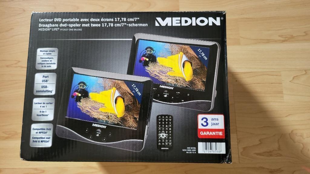 Draagbare dvd-speler met 2 schermen, Audio, Tv en Foto, DVD spelers, Gebruikt, Draagbaar, Ophalen, Overige merken
