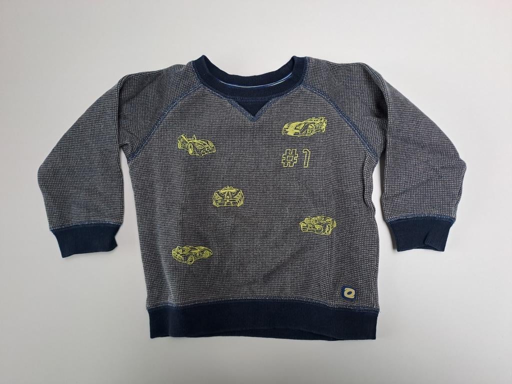 Mt 98 Donkerblauwe/witte sweater gele auto's Rox, Kinderen en Baby's, Trui of Vest, JBC, Ophalen of Verzenden, Zo goed als nieuw