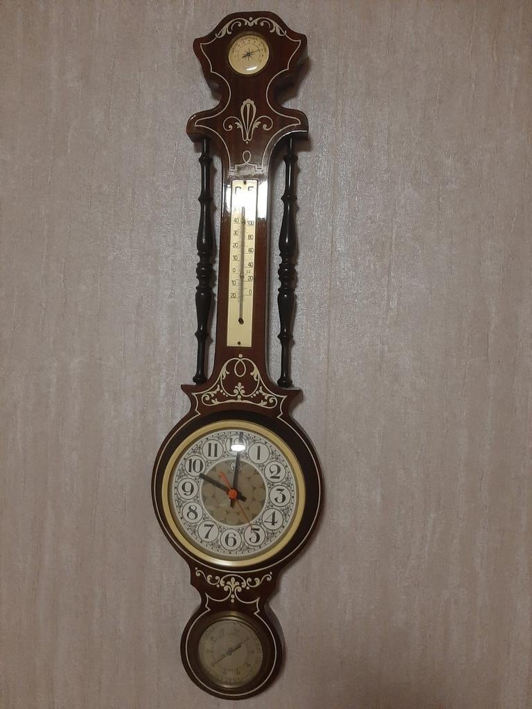 Retro wandklok met barometer, thermometer en hygrometer, Ophalen of Verzenden