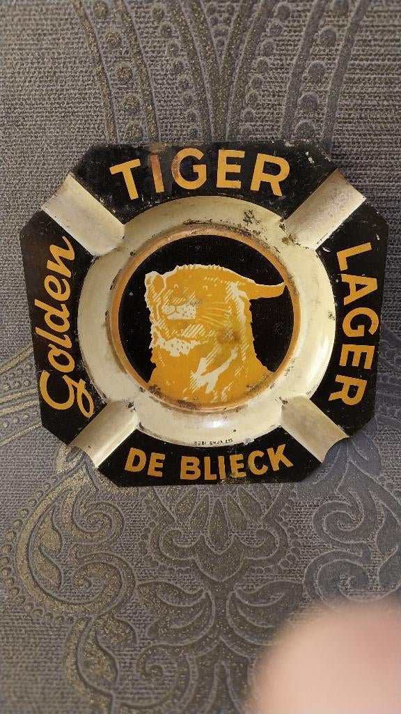 Blikken asbak Golden Tiger De Blieck Aalst (ruilen), Ophalen, Gebruikt, Gebruiksvoorwerp