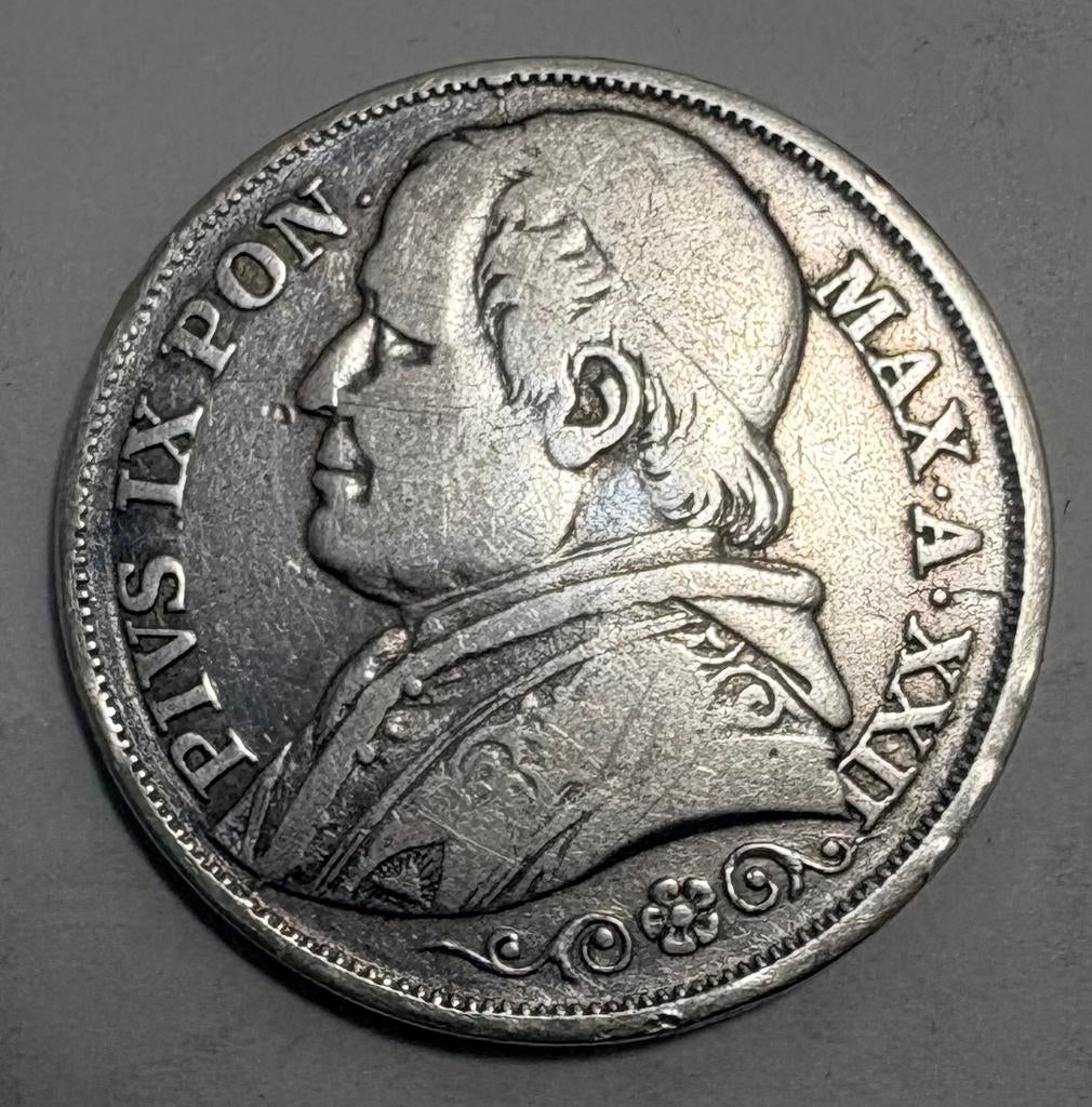 2 lire 1867 pauselijke munt Zilver, Ophalen of Verzenden, Zilver