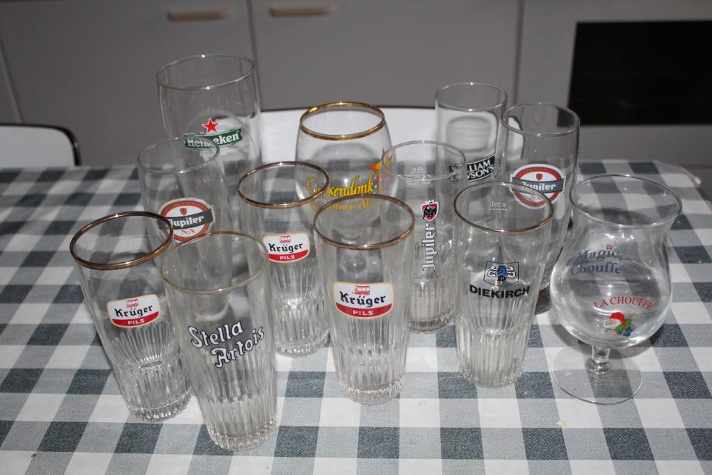 12 diverse glazen slechts 2 € totaal, Ophalen, Zo goed als nieuw, Bierglas