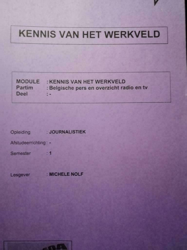 cursus KENNIS VAN HET WERKVELD, Enlèvement ou Envoi, Comme neuf, Enseignement supérieur professionnel