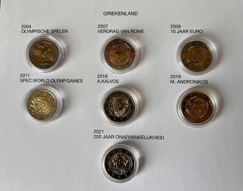 7 UNC 2Euro munten van Griekenland, Ophalen of Verzenden, Griekenland