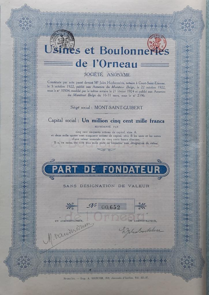 Usines et Boulonneries de l'Orneau - M.Saint-Guibert - 1924, Enlèvement ou Envoi, 1920 à 1950, Action