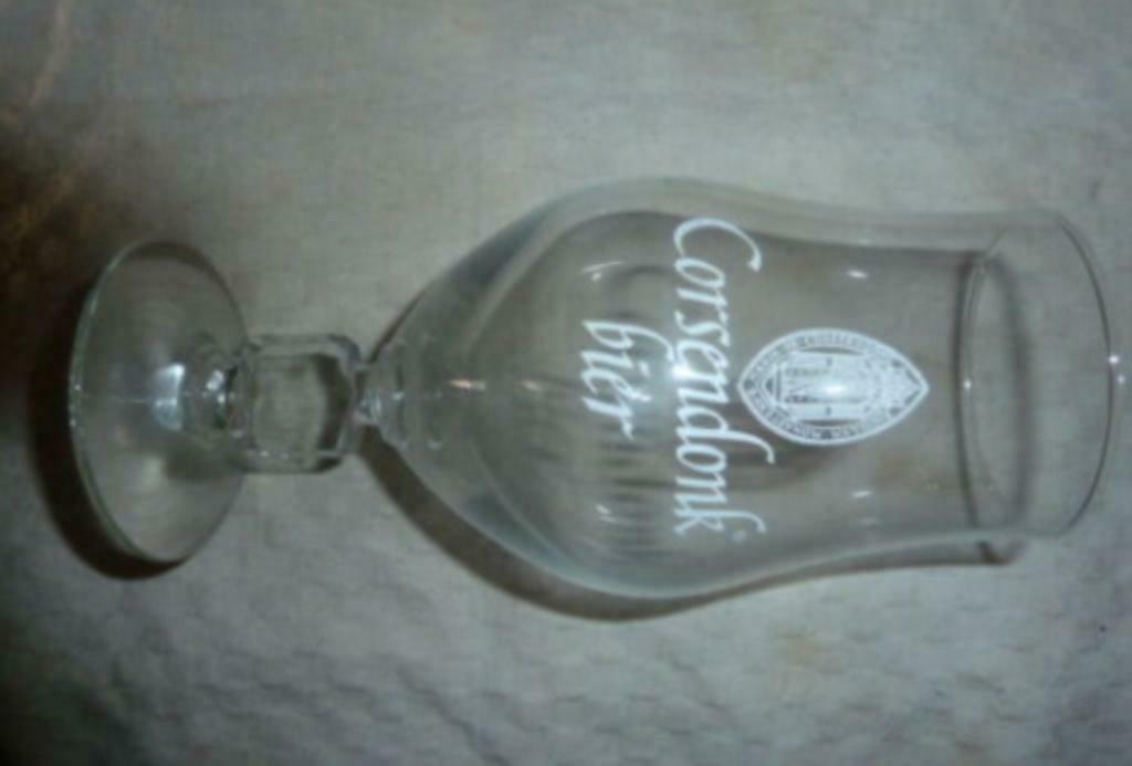 bier glas CORSENDONK BIER - wit logo & vermelding ' bier ', Ophalen of Verzenden, Nieuw, Bierglas