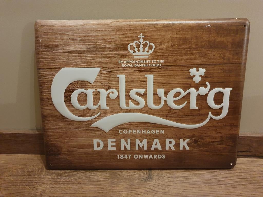 Metaal Reclamebord - Carlsberg -, Ophalen of Verzenden, Gebruikt, Reclamebord, Plaat of Schild, Overige merken