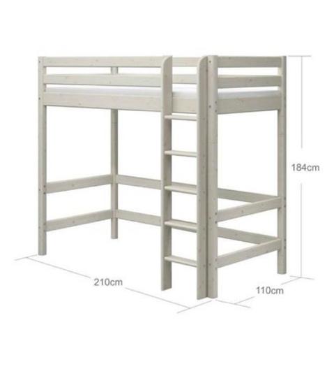 Flexa hoogslaper white wash hout stapelbed, Ophalen, Zo goed als nieuw, 200 cm, Hoogslaper
