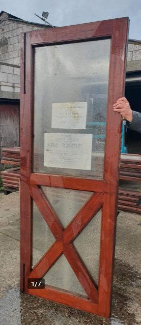 Eiken buiten deuren met glas, Doe-het-zelf en Bouw, Deuren en Vliegenramen, Ophalen, Gebruikt, 80 tot 100 cm, 215 cm of meer